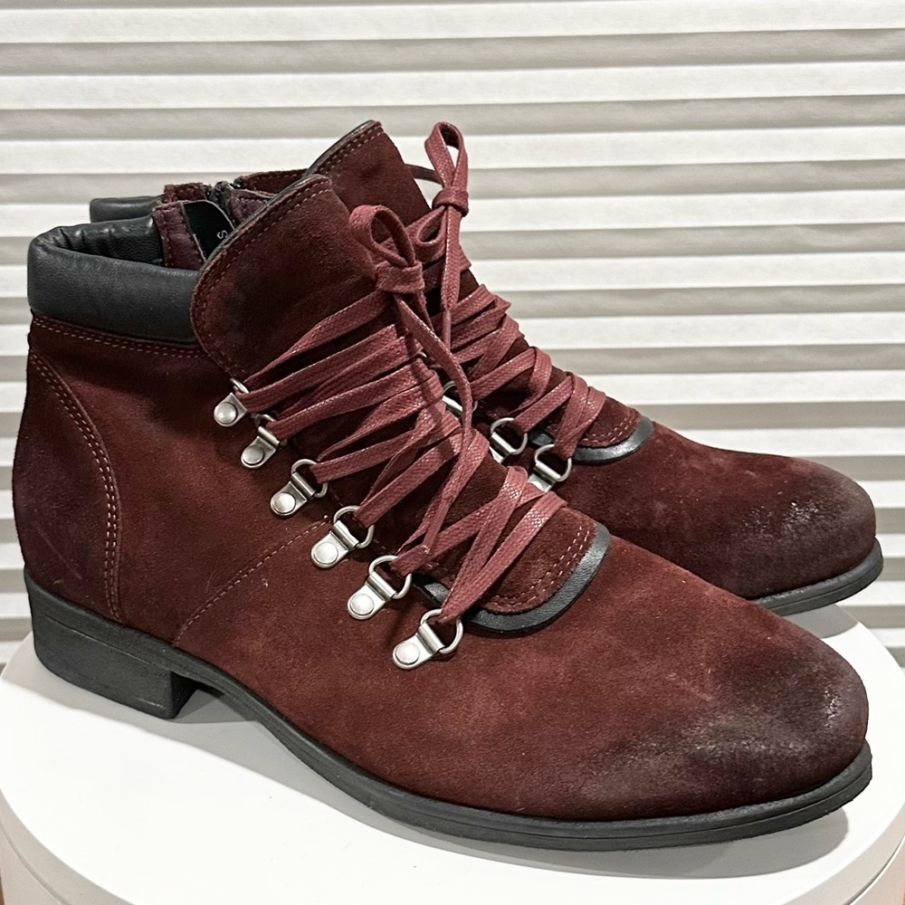 🌸MIZ MOOZ🌸 Steffy Leather Lace-Up Boots Burgundy Size: 41 - Picture 5 of 10